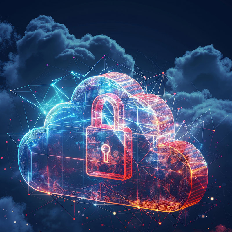 A graphic image of a cloud and a padlock | Cloud Services in Falkirk | Microsoft IT Support in Falkirk, IT Support for Small Businesses in Falkirk