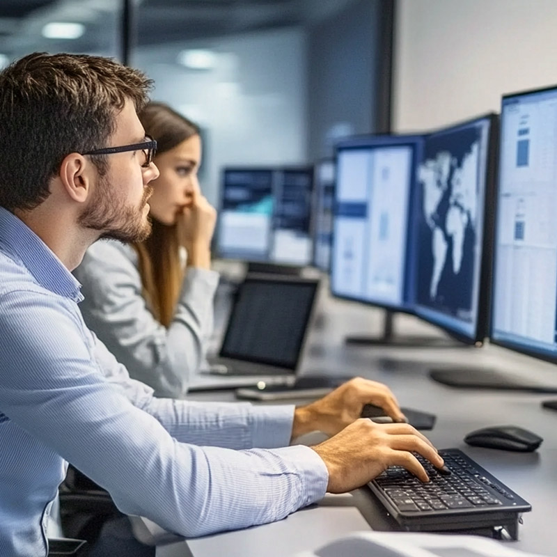 An image of people working at computers in an office | IT Maintenance in Falkirk