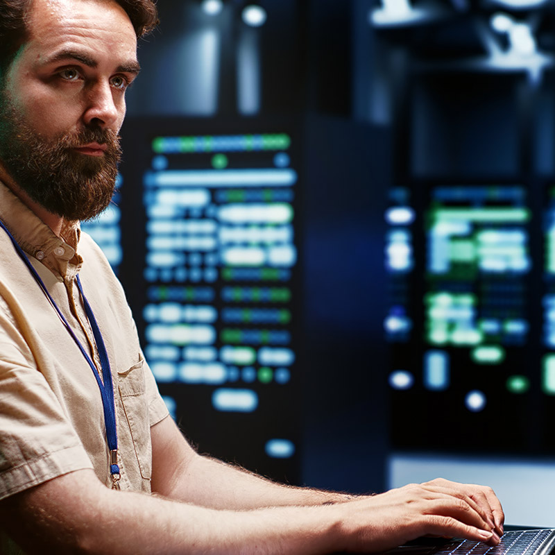 An image of a woman working in a data centre | IT Maintenance in Falkirk